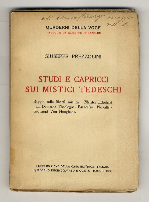 Studi e capricci sui mistici tedeschi. Saggio sulla libertà mistica …