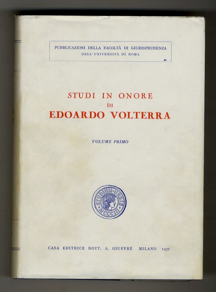 Studi in onore di Edoardo Volterra.