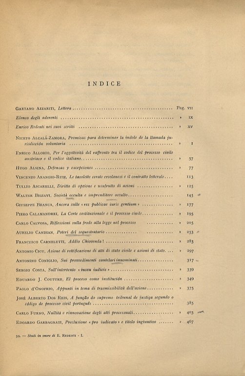 STUDI in onore di Enrico Redenti nel XL anno del …