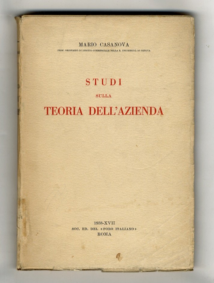 Studi sulla teoria dell'azienda.