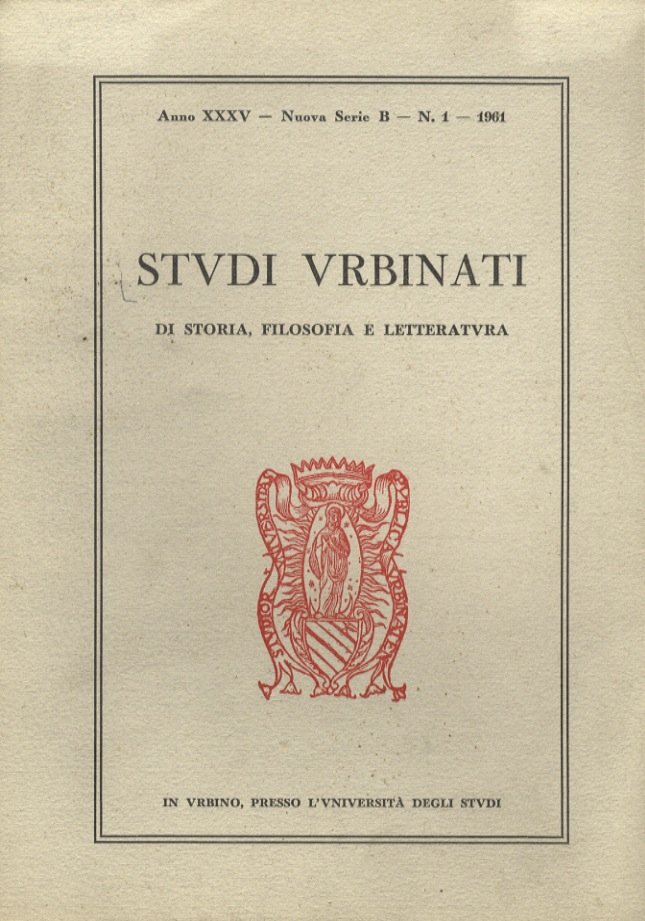 STUDI urbinati di storia, filosofia e letteratura. Anno XXXV. Nuova … | Immagine principale