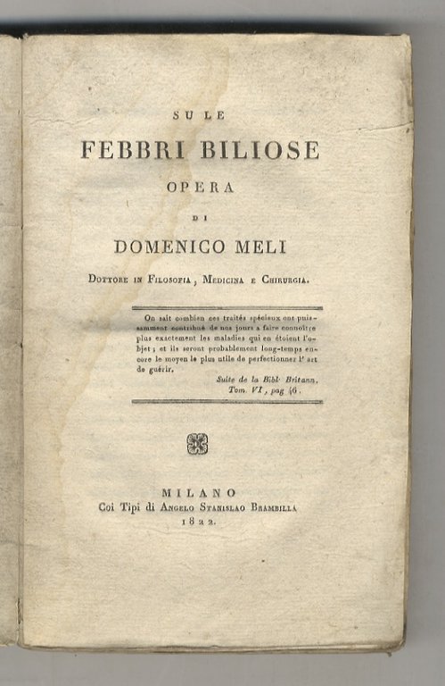 Su le febbri biliose, opera di Domenico Meli. | Immagine Gallery 2