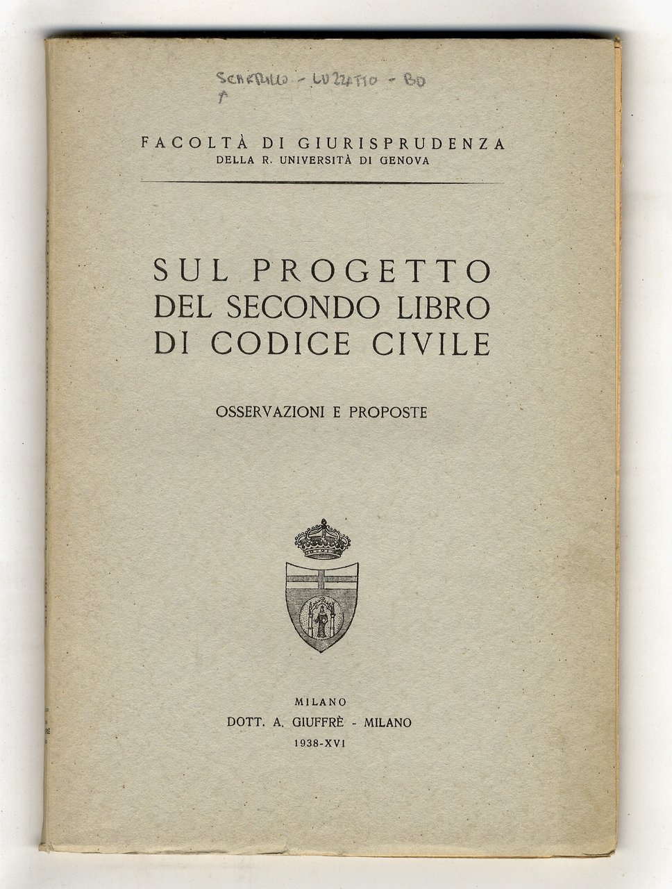 Sul progetto del secondo libro di Codice Civile. Osservazioni e …