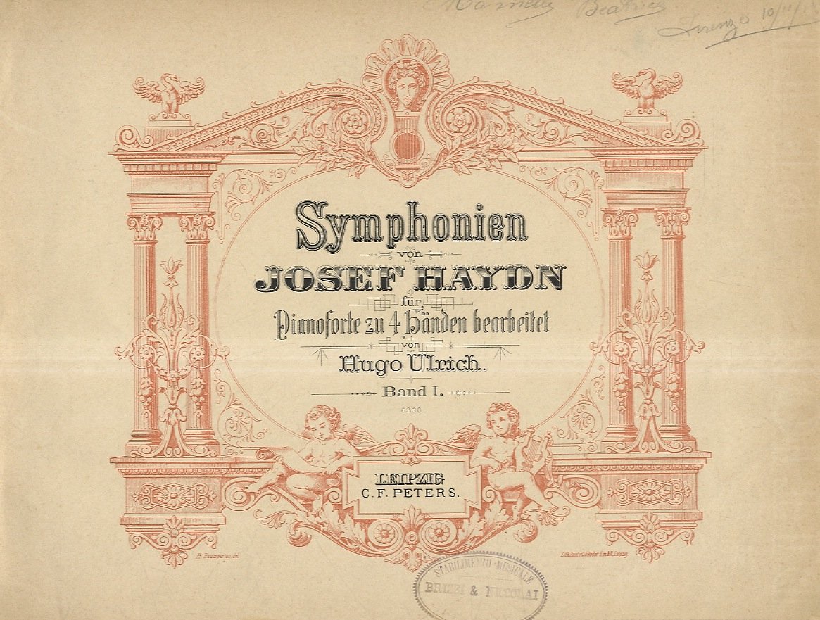 Symphonien (.) für Pianoforte zu 4 Händen bearbeitet von Hugo …