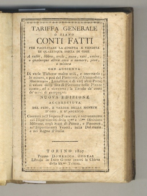 Tariffa generale o siano conti fatti per facilitare la compra …