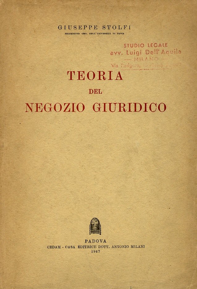 Teoria del negozio giuridico. | Immagine principale