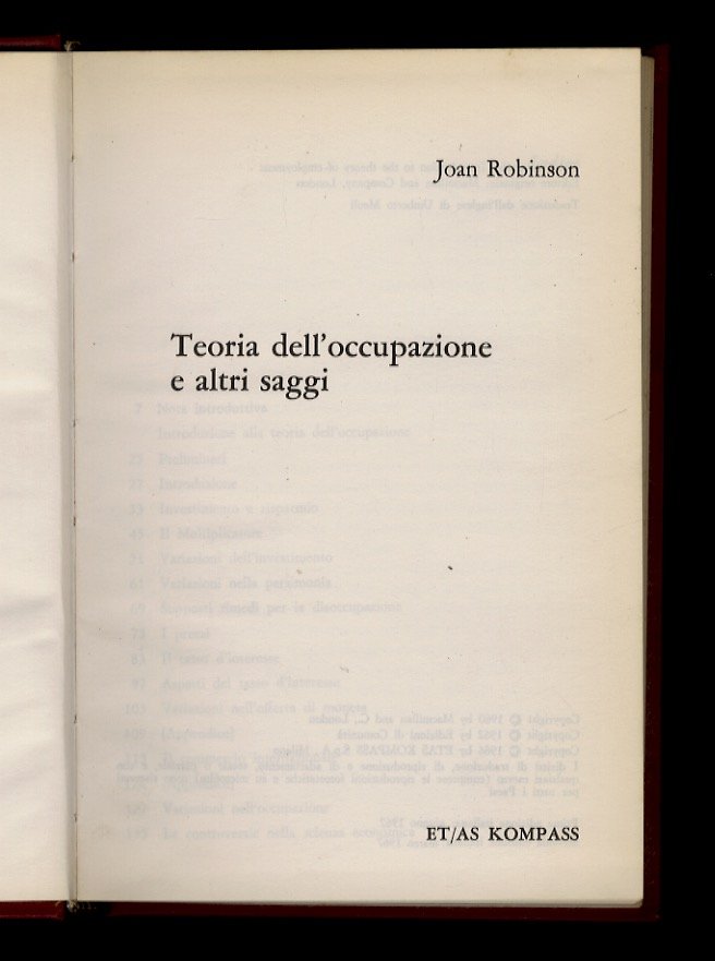 Teoria dell'occupazione e altri saggi.