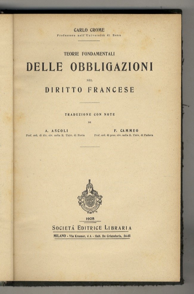 Teorie fondamentali delle obbligazioni nel diritto francese. Traduzione con note … | Immagine principale