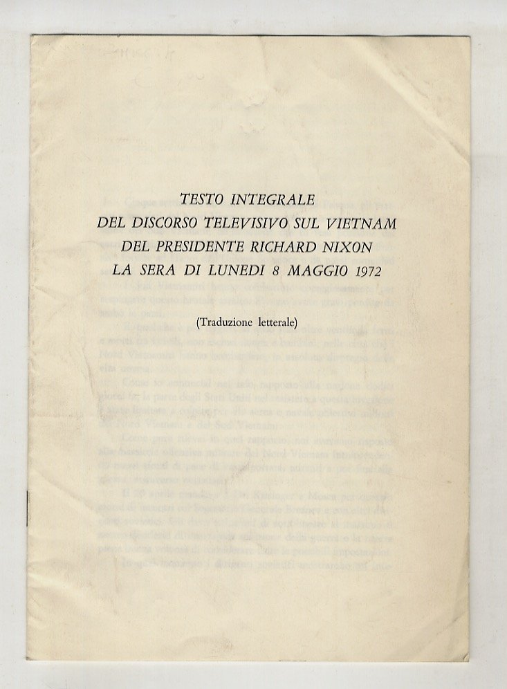 Testo integrale del discorso televisivo sul Vietnam, la sera di …