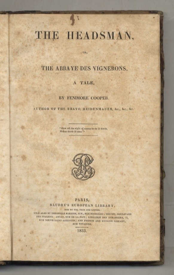 The Headsman, or the Abbaye des Vignerons. A Tale. | Immagine principale