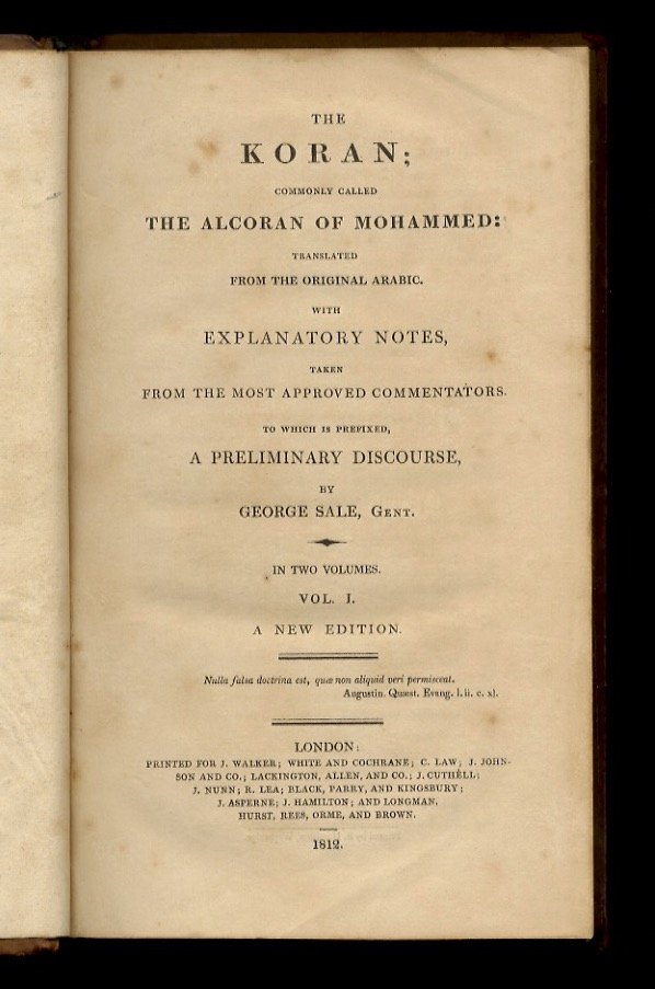 The Koran; Commonly Called The Alcoran of Mohammed: translated from … | Immagine principale
