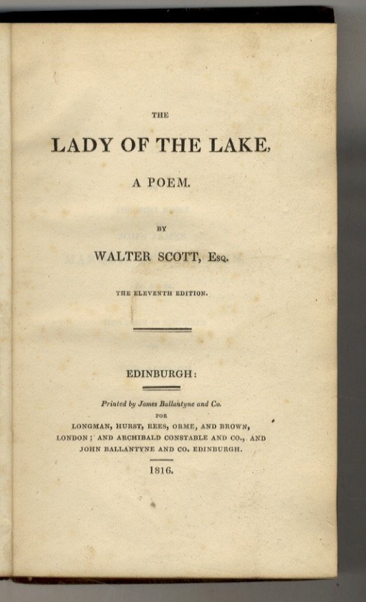The Lady of the Lake. A Poem. The Eleventh Edition.