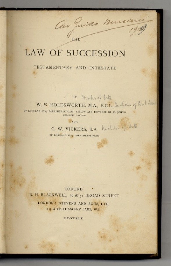 The Law of Succession. Testamentary and intestate. | Immagine principale