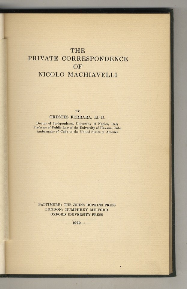 The private correspondence of Nicolo Machiavelli. | Immagine principale
