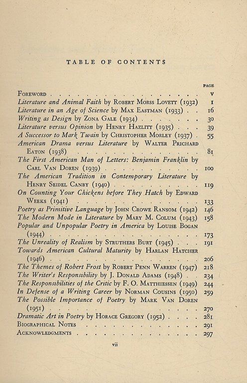 The Writer and his Craft. Twenty Lectures to the Young …