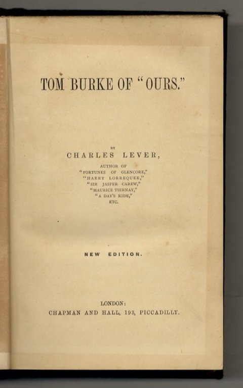 Tom Burke of "Ours". New Edition.