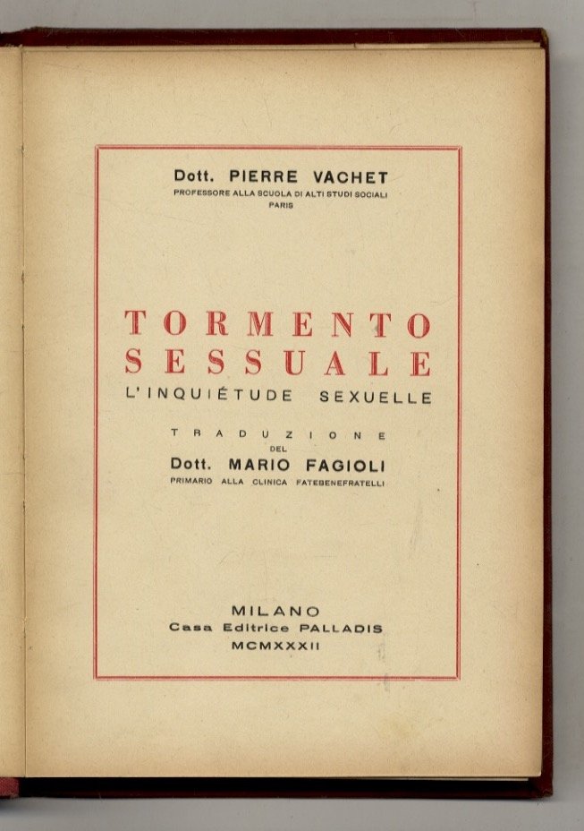 Tormento sessuale. (L'inquiétude sexuelle). Traduzione di M. Fagioli. | Immagine principale
