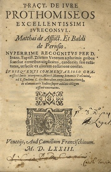 Tract. de jure prothomiseos nuperrime recognitus per D. Ioann. Baptist. …