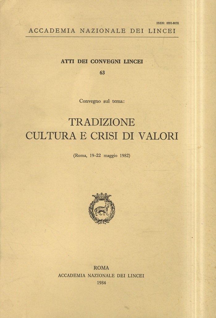 Tradizione, cultura e crisi di valori. Convegno: Roma, 19-22 maggio … | Immagine principale