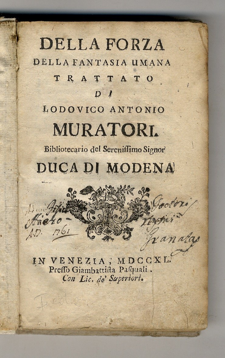 Trattato della forza della fantasia umana, trattato di Lodovico Antonio …