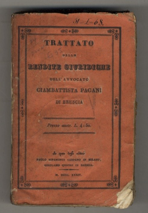 Trattato delle rendite giuridiche.