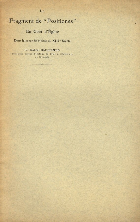 Un fragment de “positiones” en cour d'église dans la seconde …