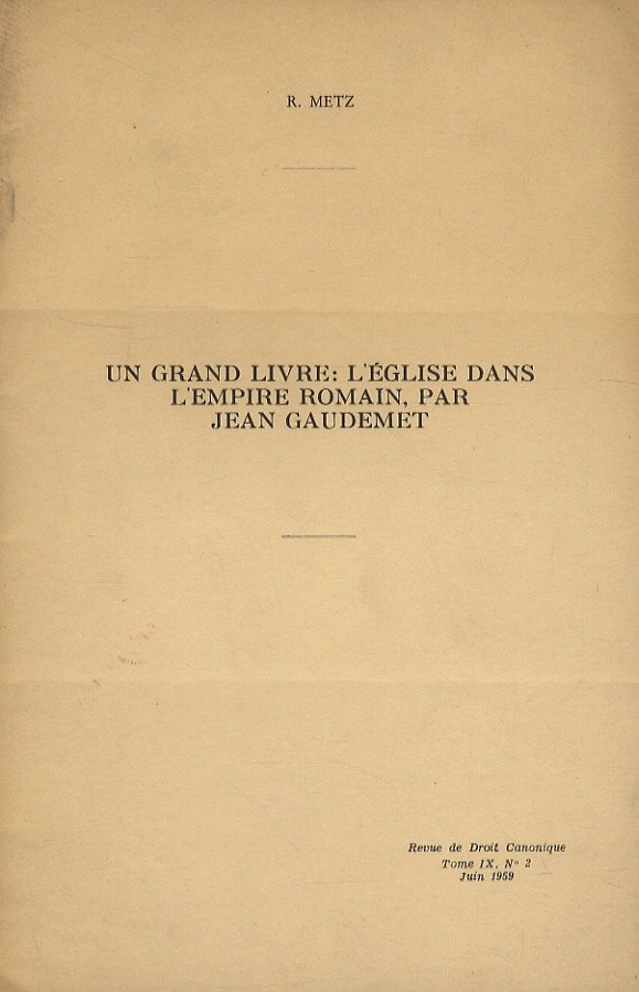 Un grand livre: l'Eglise dans l'empire romain, par Jean Gaudemet.