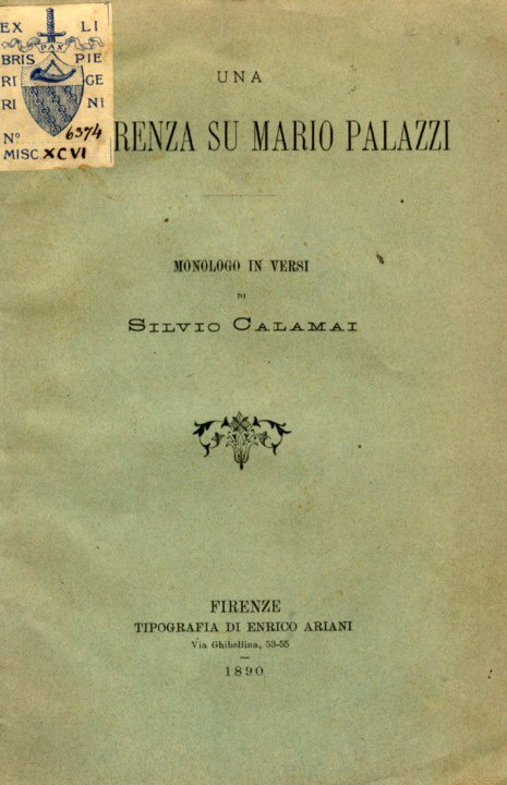 Una conferenza su Mario Palazzi. Monologo in versi di Silvio …