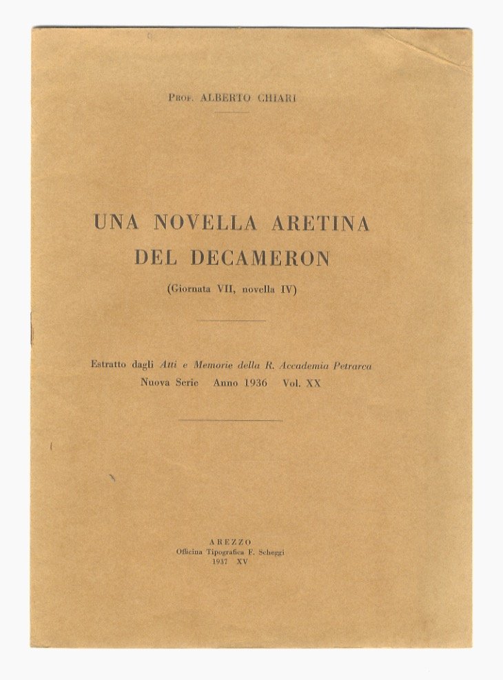 Una novella aretina del Decameron (Giornata VII, novella IV).