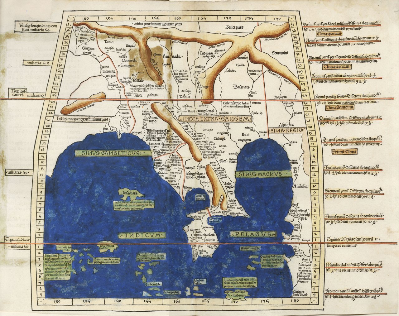 Undecima Asie tabula continet India extra Gange[m].