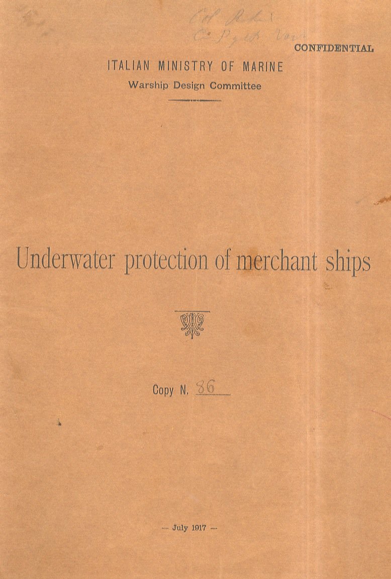 Underwater protection of merchant ships. Copy n. 86.