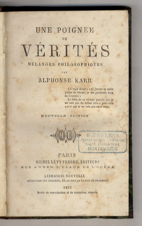 Une poignée de vérités. Melanges philosophiques [.] Nouvelle édition. | Immagine principale