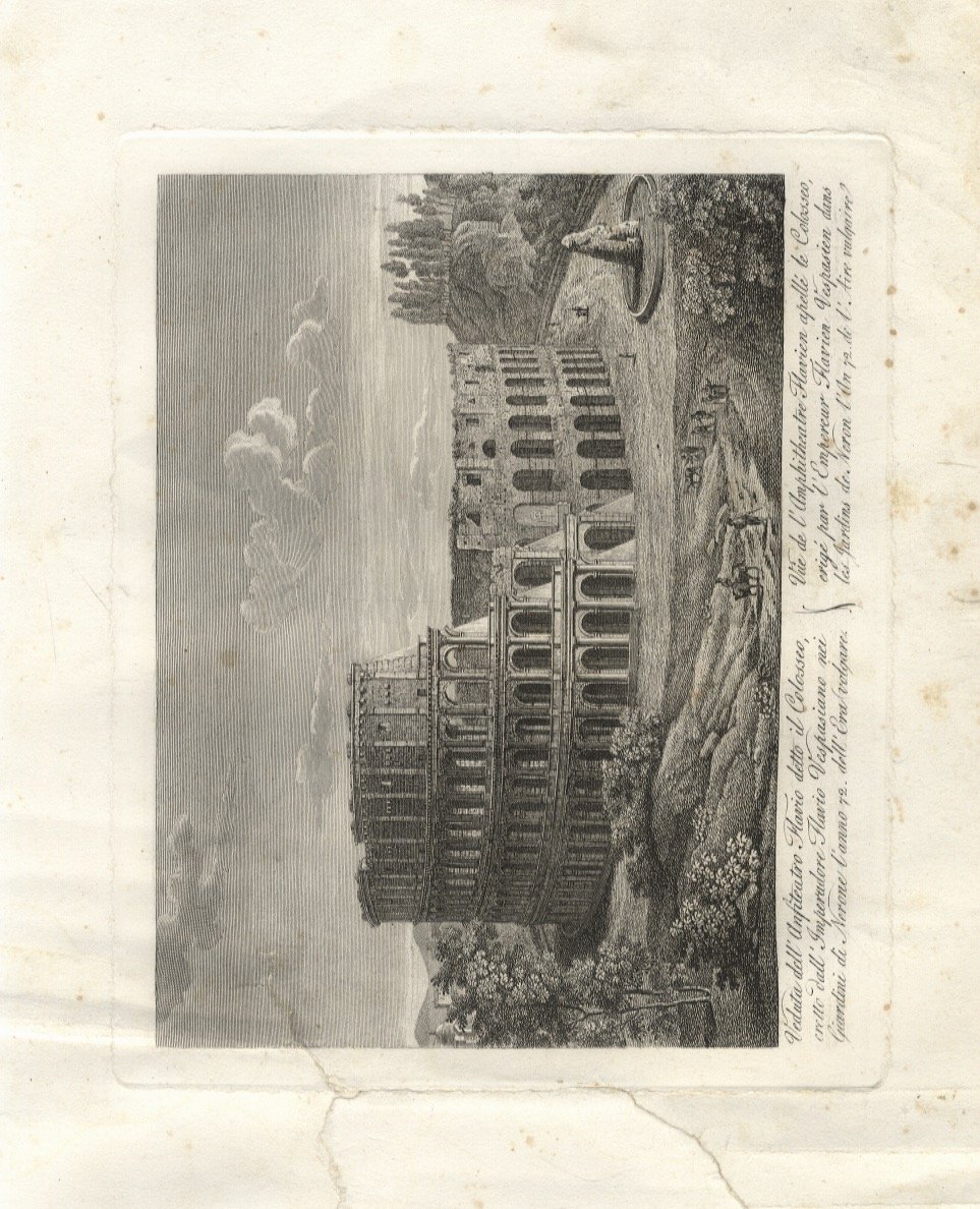 Veduta dell'Anfiteatro Flavio detto il Colosseo eretto dall'Imperatore Flavio Vespasiano …