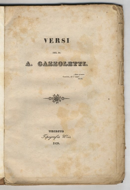 Versi del Dr. A. Gazzoletti.