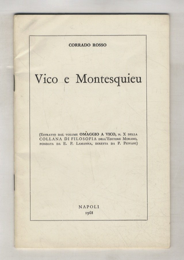 Vico e Montesquieu. (Estratto dal volume omaggio a Vico [.]).