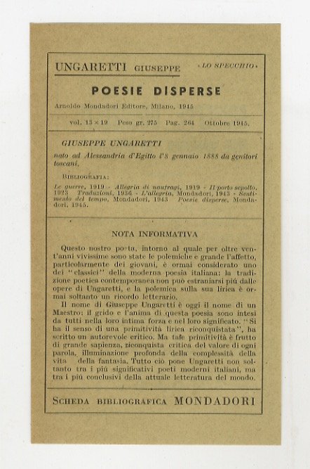 Vita d'un uomo. III. Poesie disperse. Con l'apparato critico delle …