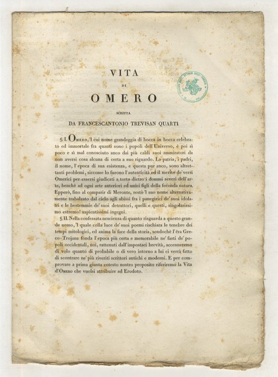 Vita di Omero.