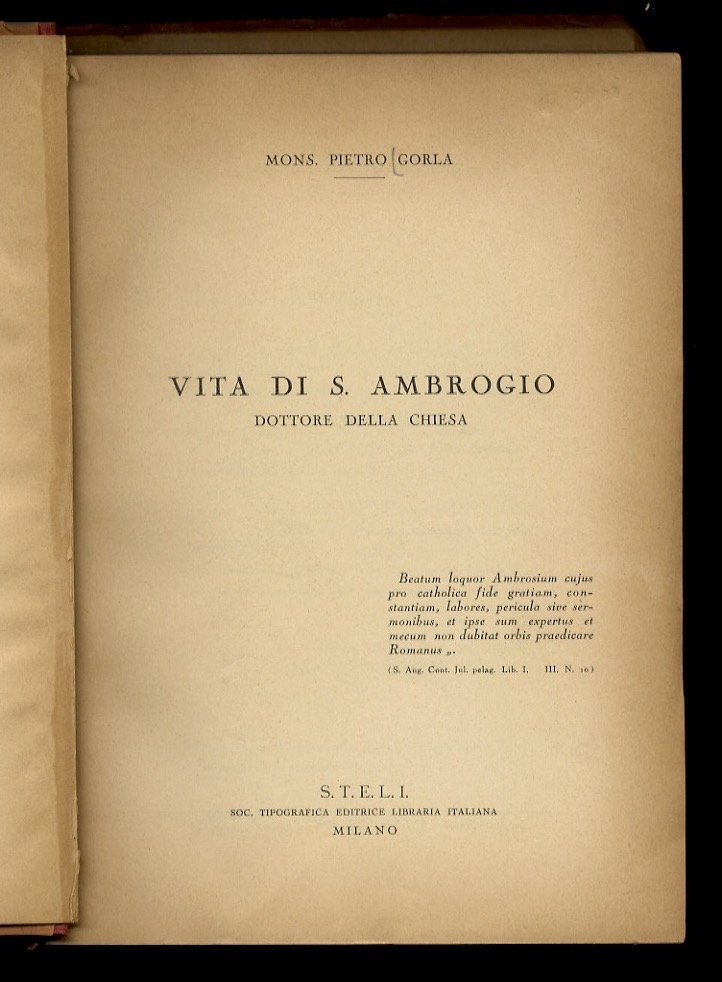 Vita di S. Ambrogio, dottore della Chiesa.