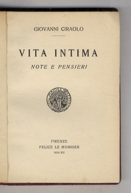 Vita intima. Note e pensieri.