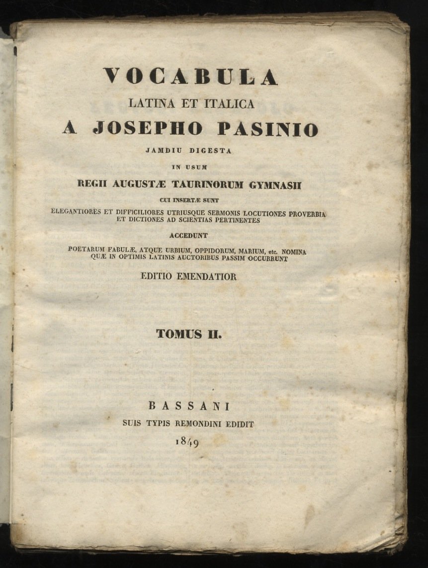 Vocabula Latina et Italica a Josepho Pasinio jamdiu digesta in …