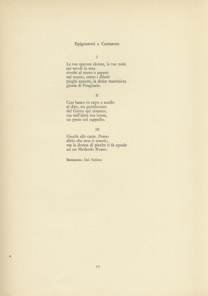 VOCI di poeti per Cantatore. Raffaele Carrieri, Aglauco Casadio, Luigi