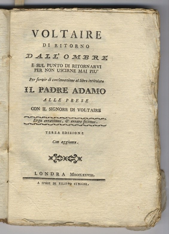 Voltaire di ritorno dall'ombre e sul punto di ritornarvi per …