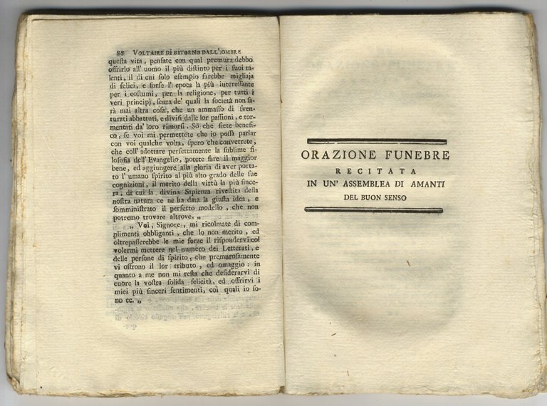 Voltaire di ritorno dall'ombre e sul punto di ritornarvi per …