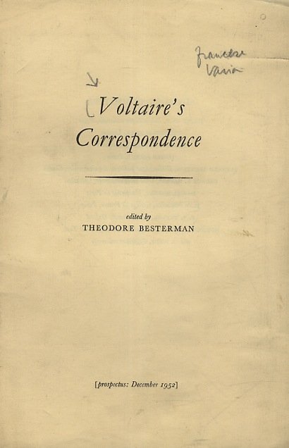 VOLTAIRE'S correspondance. Edited by Theodore Besterman. | Immagine principale