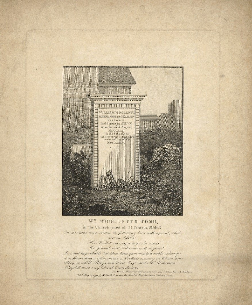 WM. Woollett’s Tomb, in the Church-yard of St. Pancras, Middx.