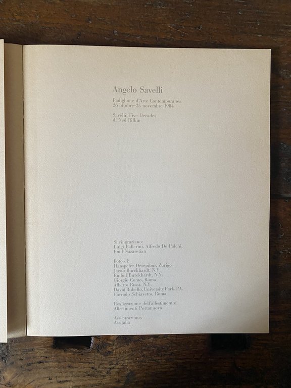 AA.VV. Angelo Savelli Milano Padiglione d'Arte Contemporanea 1984