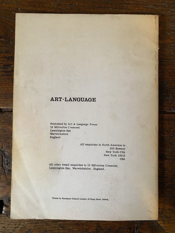 AA.VV. Art-Language Volume 2 Number 4 June 1974 Warwickshire