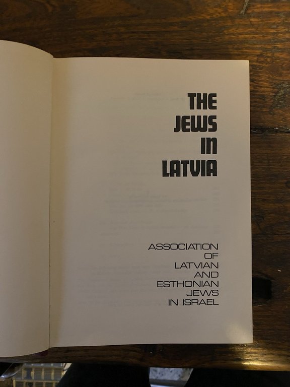 AA.VV. The Jews in Latvia Tel Aviv Association of Latvian …