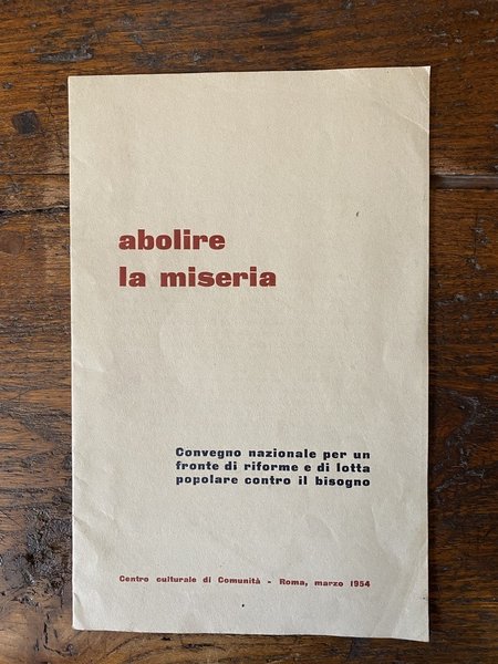 Abolire la miseria Convegno nazionale per un fronte di riforme …