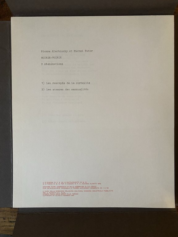 Alechinsky Pierre Butor Michel Hoirie-voirie 2 réanimation Torino Olivetti 1970